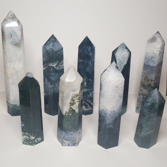 Moss Agate Towers (some w/ quartz inclusions)