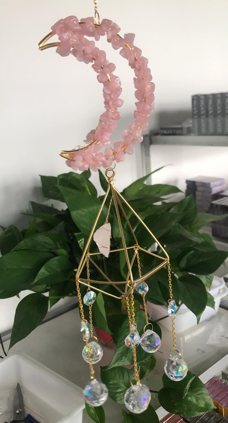 Rose Quartz Moon Sun catcher